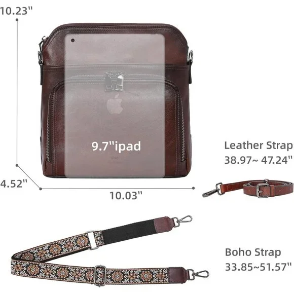 Lightweight Vintage Cowhide Leather Crossbody Bag - Versatile Shoulder Purse